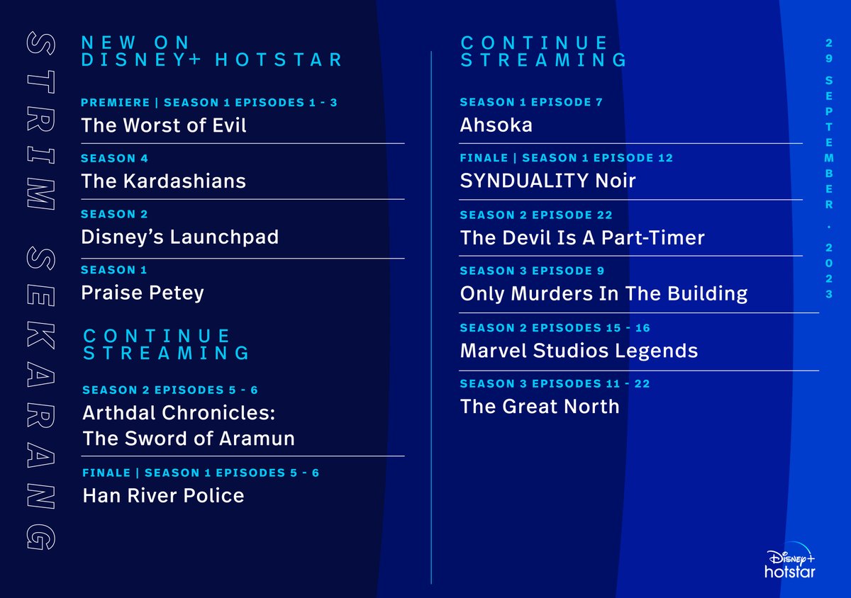 DisneyPlusMY's tweet image. Setiap yang bermula, confirm akan berakhir kan. Bulan baru, titles pun baru dan ada yang dah finale 😄👇

📌 Premier #TheWorstofEvil 
📌 Finale #HanRiverPolice 
📌 Finale #SYNDUALITYNoir 

Strim semuanya kat #DisneyPlusHotstarMY!