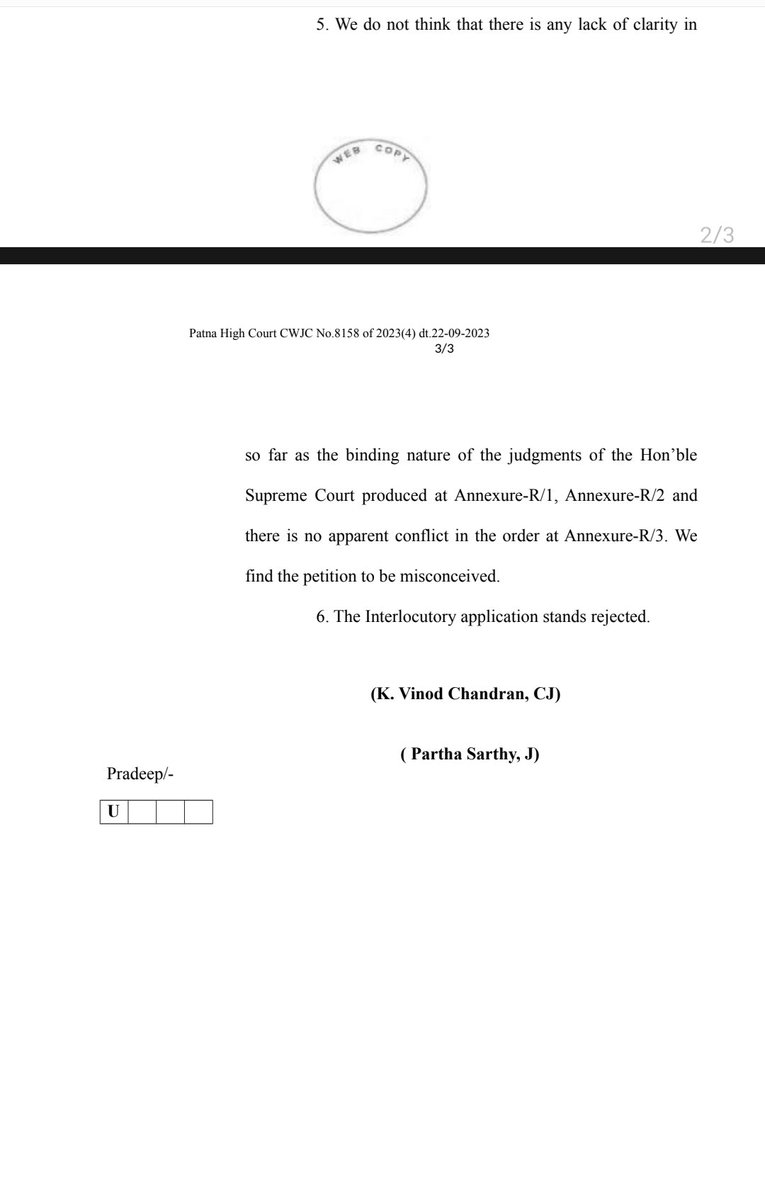 SC ने 11/8/2023 को NCTE का PRT मे Bed योग्यता के गजट को खारिज कर दिया
SC ने 28/8/2023 को बिहार #शिक्षकभर्ती PRT से Bed बाहर करने का आदेश दे दिया
पटना हाइकोर्ट ने स्पष्ट कह दिया #BED बाहर करो
आखिर आप क्या चाहते है <a href="/NitishKumar/">Nitish Kumar</a>
#न्यायालय_विरोधी_बिहार_सरकार 

फॉलो👇
<a href="/NeeteshDELED19/">Neetesh Pandey( प्रदेश अध्यक्ष)</a>