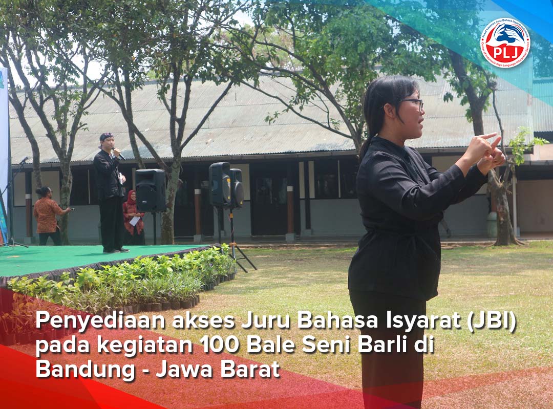 Penyediaan Juru Bahasa Isyarat (JBI) dalam 100 Bale Seni Barli di Bandung - Jabar

Butuh Juru Bahasa Isyarat untuk keperluan acara, kegiatan, akses komunikasi dan informasi untuk hadirin Tuli dan sebagainya?
Hubungi Kami:
wa.link/9ah8ne
(hanya chat, no call)