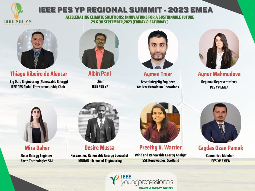 IEEE_EMA_PES_YP's tweet image. 🌟 Exciting News Today!
Join the IEEE PES YP EMEA Regional Summit 2023 🌍
Theme: "Accelerating Climate Solutions: Innovations for a Sustainable Future"
🗓️ Date:
September 29 &30, 2023
Time:
🔹 3:00 PM (GMT+4)
📌 Register here: bit.ly/3qWAd2r
Don't miss this chance!