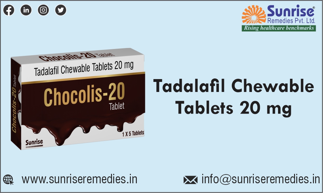 Increase Your Night Life with Chocolis Chewable Contains #TadalafilChewable Most Popular Products From Sunrise Remedies Pvt. Ltd.

Read More: sunriseremedies.in/our-products/c…

#ChocolisChewable #TadalafilProducts #ErectileDysfunctionTreatment #EDTreatment #PETreatment #Impotence #ManPower
