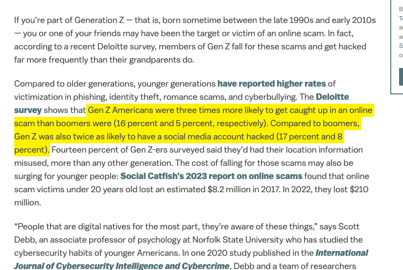 Les Millenials (1980-1995) sont la seule génération à savoir utiliser le web et la tech.

Ceux d'avant n'ont pas grandi avec un ordi dans le salon, et ceux d'après n'ont connu que les smartphones et ne savent pas ce qu'est un .exe.