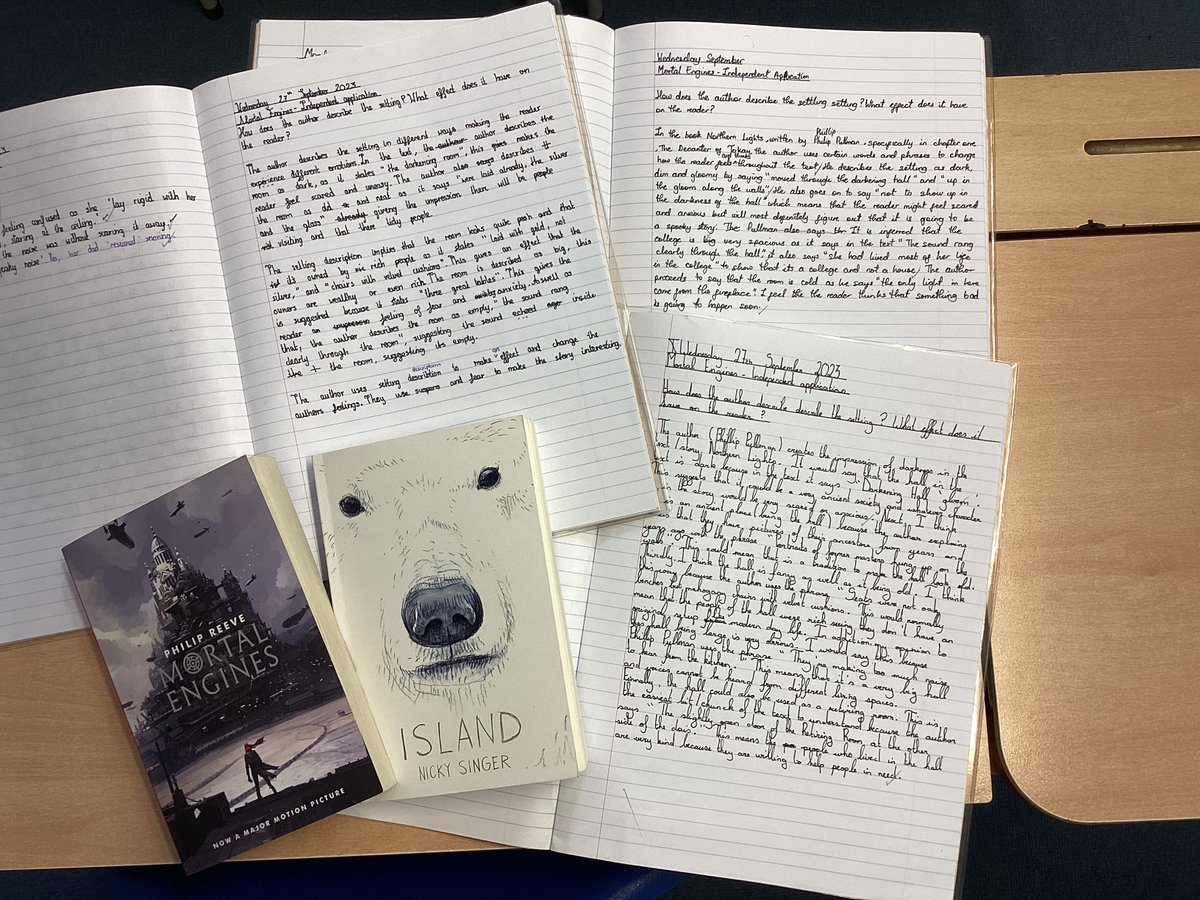 BriarHillSch's tweet photo. Our first #talkforreading unit in year 6 is now complete and the children have enjoyed getting their teeth into ‘Mortal Engines,’ producing work based on a great understanding of the chapters we looked at. Our next novel is ‘Island’ by Nicky Singer. #year6 #Reading https://t.co/IVyrV3DDY5
