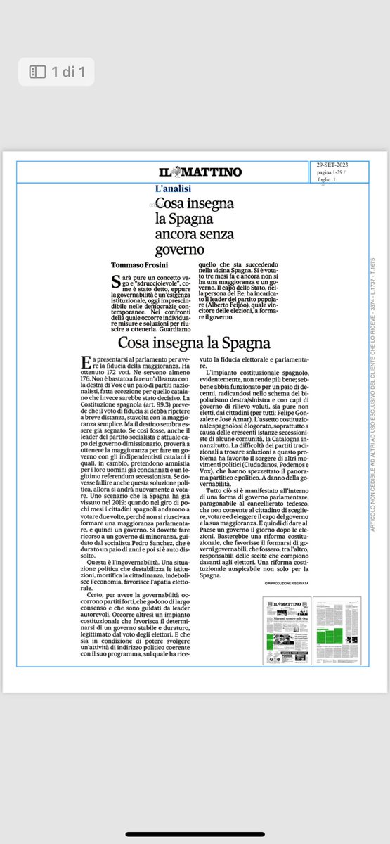 #Spagna #costituzione #Governo <a href="/Montecitorio/">Camera dei deputati</a> <a href="/SenatoStampa/">Senato Repubblica</a> <a href="/Palazzo_Chigi/">Palazzo_Chigi</a> <a href="/antoniopolito1/">Antonio Polito</a> <a href="/CarloFusaro/">Carlo Fusaro</a> <a href="/StefanoCeccanti/">StefanoCeccanti</a> <a href="/UNISOBNapoli/">SuorOrsolaBenincasa</a> <a href="/revistaTRCUNED/">Teoría y Realidad Constitucional</a> <a href="/cepcgob/">Centro de Estudios Políticos y Constitucionales</a> <a href="/EmbEspItalia/">Ambasciata di Spagna in Italia 🇪🇸🇮🇹</a>