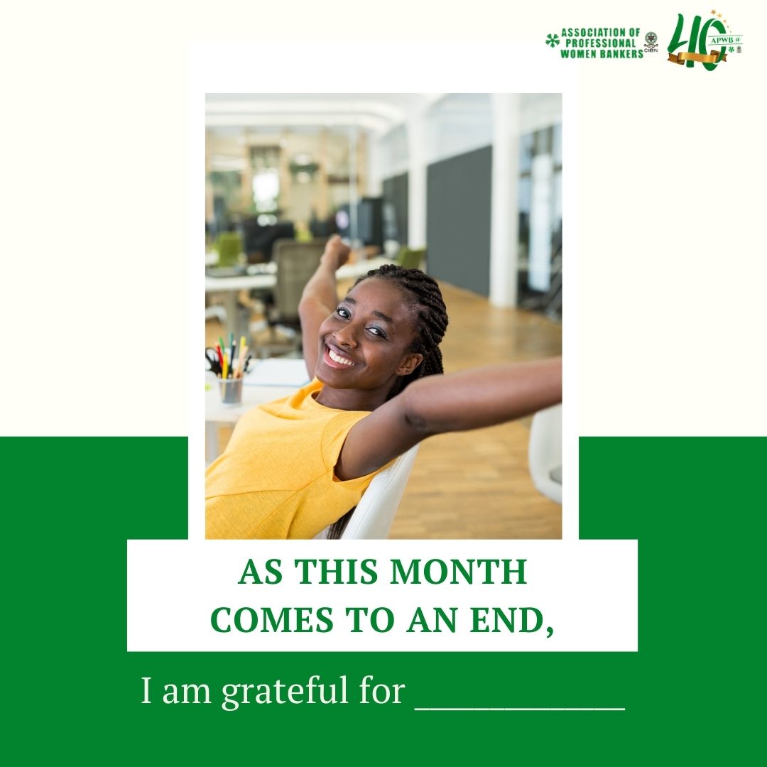 What are you grateful for this month? 

Please share below. 

#APWB #APWBNigeria #FulfillingCareer #CareerGrowth #GratefulForLife #ThankfulAndGrateful