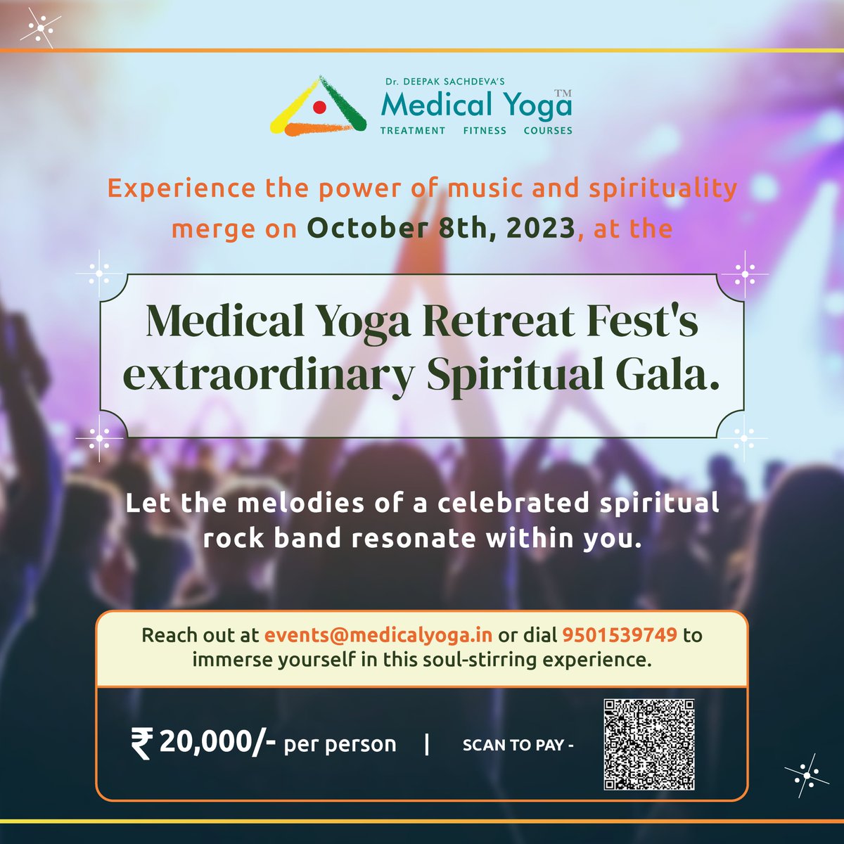 MedicalYoga's tweet photo. 🌟🎵 Feel the magic of music and spirituality intertwine on October 8th, 2023, at the Medical Yoga Retreat Fest's extraordinary Spiritual Gala.
Don't miss this unforgettable experience – reach out at events@medicalyoga.in or dial 9501539749🙏#MedicalYogaRetreatFest #SpiritualGala https://t.co/W0eHhL2kL0