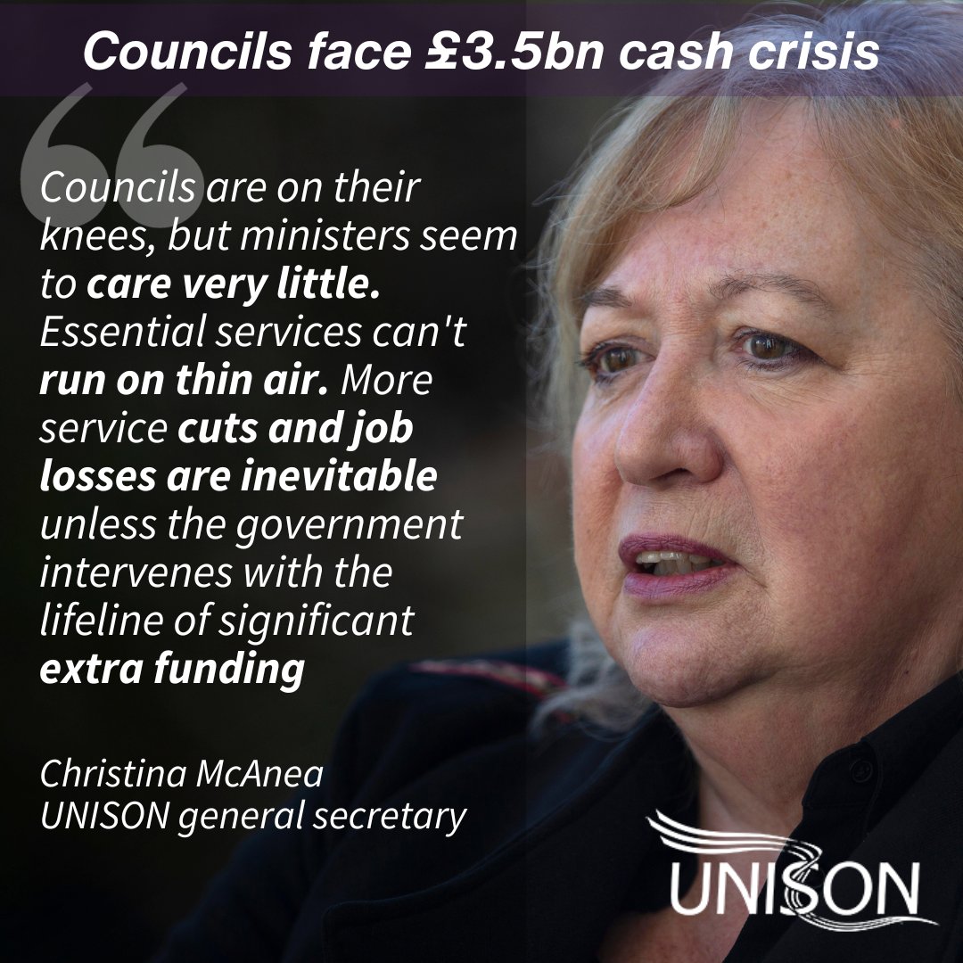 Councils face “dire” cash crisis totalling more than £3.5bn Local councils face a huge hole in their finances making it extremely likely they will have to make huge cuts in essential services and jobs, reveals a report published today by UNISON. The figures, based on FOI…