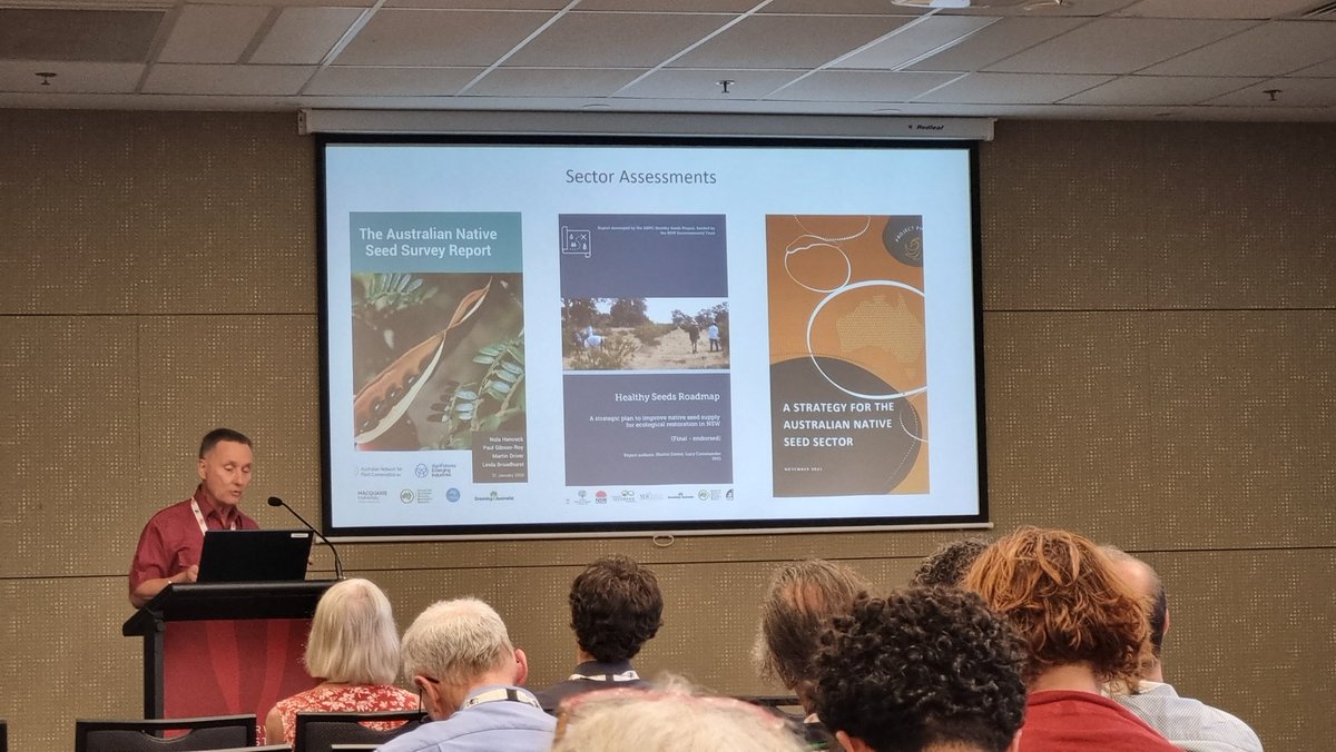 Paul Gibson Roy highlights some Australian seed sector assessments at #SER2023. Check out the @ANPlantC website to find out more. #generationrestoration