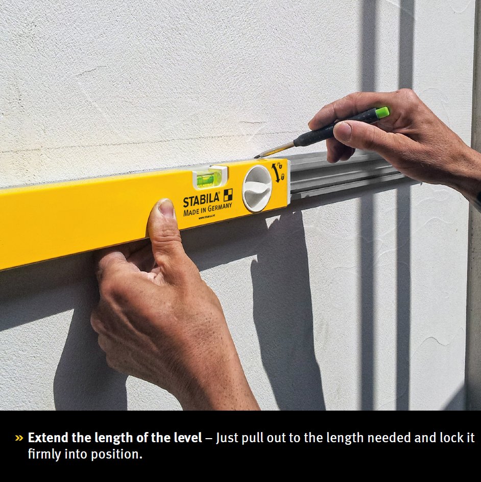 upat_sa's tweet photo. Always have the right Length for all your projects.🖤💛 Introducing the Type 80T Extendable Spirit Level👌

STABILA has engineered an extendable level. The 80T allows its size to be extended to fit the job. 

Learn more about the STABILA Extendable Level : https://t.co/biQqe4XJLS https://t.co/5yYSFUm3Nl