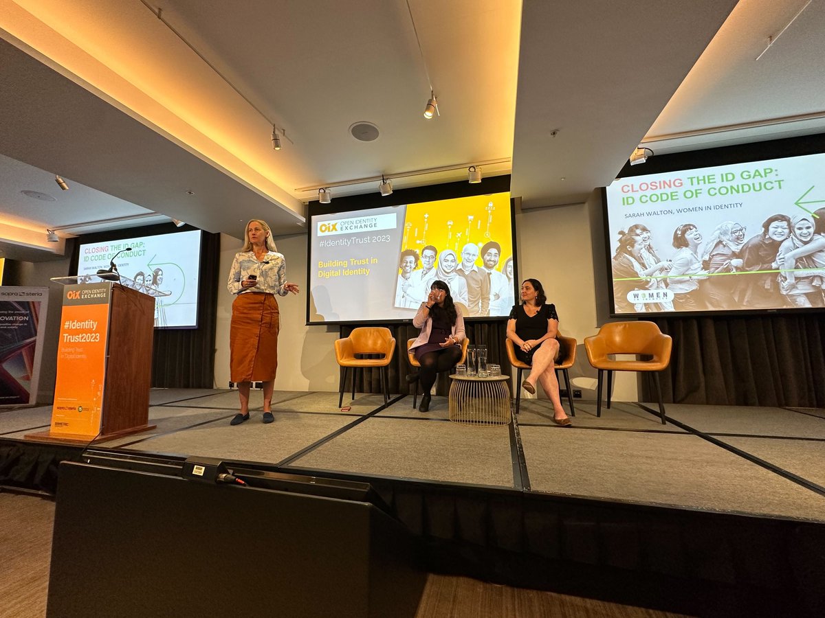 WomeninID's tweet photo. #WomenInID Executive Lead Dr. Sarah Walton presented a great update on our #IDCodeOfConduct at the @openidexchange Conference yesterday!

Learn more about our research: https://t.co/EgXcWgdBzX

#DiversityByDesign #ForAllByAll  #diversity #inclusion https://t.co/RHDTHp3ccM