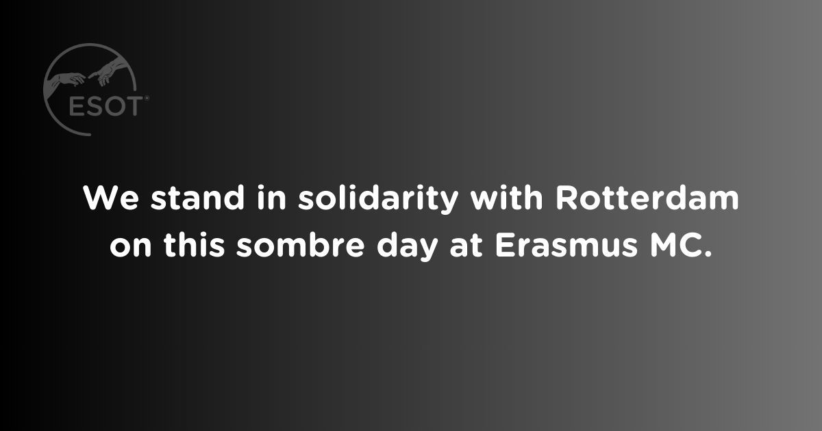 ESOTtransplant (@esottransplant) on Twitter photo We 𝘀𝘁𝗮𝗻𝗱 𝗶𝗻 𝘀𝗼𝗹𝗶𝗱𝗮𝗿𝗶𝘁𝘆 with Rotterdam on this sombre day <a href="/ErasmusMC/">Erasmus MC</a>, <a href="/erasmusuni/">Erasmus University</a>, <a href="/RotterdamTrans/">Erasmus MC Transplantation Institute</a>. Our thoughts and hearts are with our colleagues, students, patients, and visitors affected by the tragic events of yesterday. We 𝘀𝘁𝗮𝗻𝗱 𝗶𝗻 𝘀𝗼𝗹𝗶𝗱𝗮𝗿𝗶𝘁𝘆 with Rotterdam on this sombre day <a href="/ErasmusMC/">Erasmus MC</a>, <a href="/erasmusuni/">Erasmus University</a>, <a href="/RotterdamTrans/">Erasmus MC Transplantation Institute</a>. Our thoughts and hearts are with our colleagues, students, patients, and visitors affected by the tragic events of yesterday.