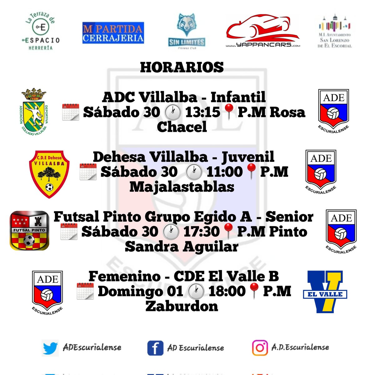 📢 Comienzo de temporada para nuestros equipos Senior y Femenino que debutan en liga <a href="/RFFM_FutbolSala/">Comité de Fútbol Sala - RFFM</a>.
Por su parte los equipos Infantil y Juvenil siguen con su preparación. 

Mucha suerte a todos!!
#vamosescu💪⚽️