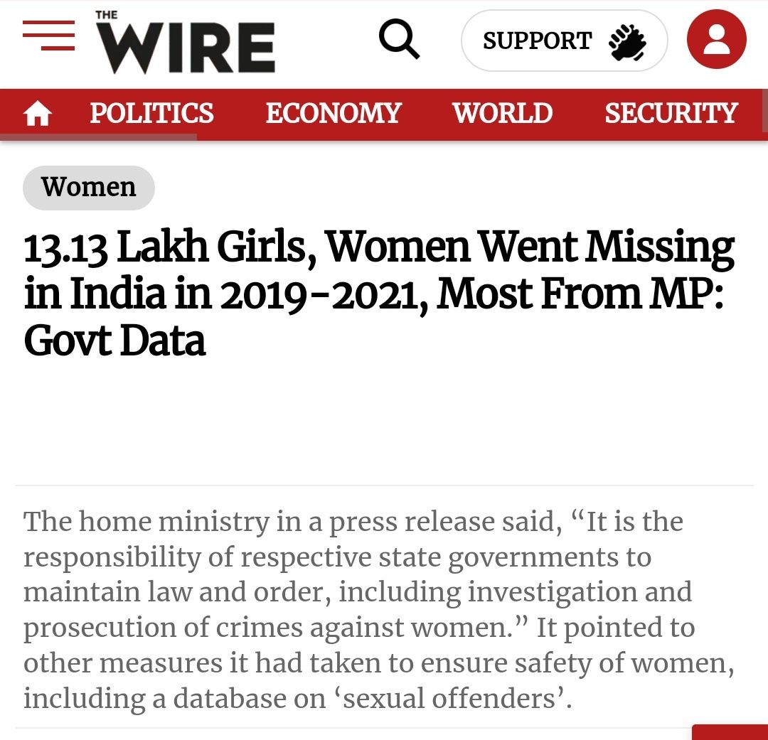 Tractor2twitr_P's tweet photo. 13.13 lakh women missing.
Women traded and raped by own family members.
Adoption houses and orphanages stealing babies.
Female foeticide, distorted sex ratio.
Forced prostitution.

That's the society we are.
That's the "dharma" we follow.
And our proclaimed "Durga" like politicians continue to entertain us with high voltage theatrics in Parliament @smritiirani because that's what we deserve.