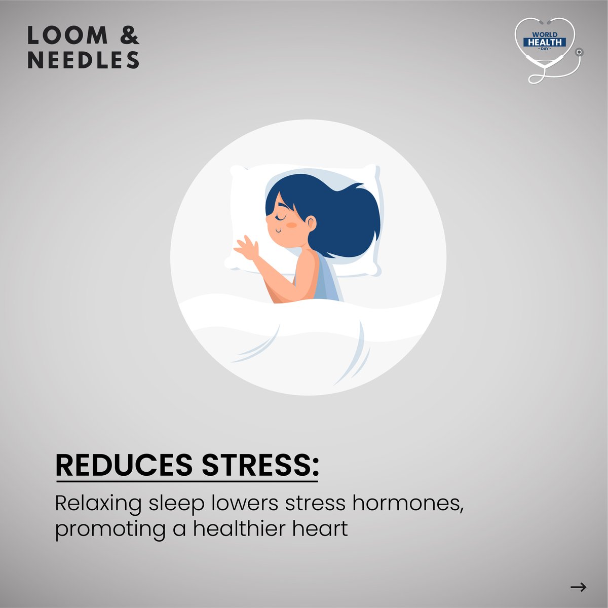 This #WorldHealthDay take a pledge to prioritize your wellbeing: Get the rest you need with L&N! 

#LoomandNeedles #heartday #hearthealth #livehealthy #SleepBetterFeelBetter #SleepSolutions #sleepy
