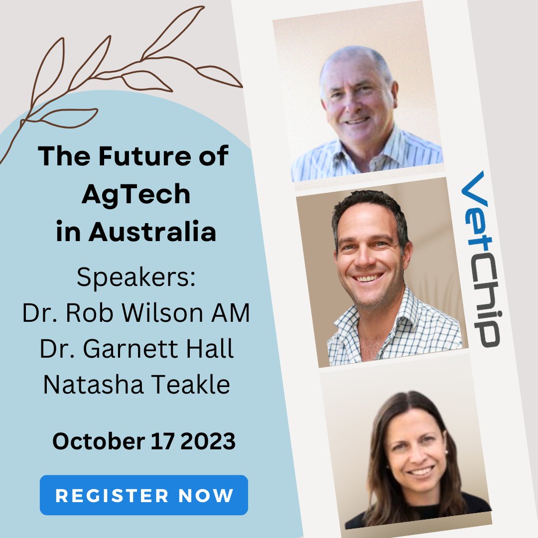 Join us for the grand finale of our AgTech Event Series Part 4: "Investment in AgTech."

Esteemed speaker panel guests for the evening include VetChip CEO Dr. Garnett Hall, Dr Rob Wilson AM and Natasha Teakle.

Book now: agribusiness.asn.au/events/event/t…

🚀 #AgTech #vetchip #smarttech