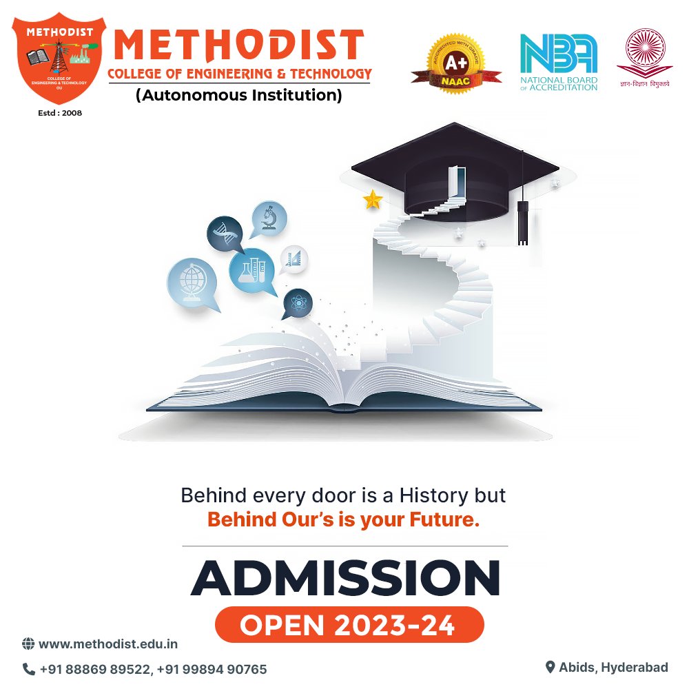 MCETHyderabad's tweet photo. The key to unlocking your potential and achieving your dreams is here at #MethodistEngineeringCollege.

"Behind every door is a History, but Behind Ours is Your Future."

#MCET #AdmissionsOpen #Admissions2023_24 #Innovation #LearningSkills #Admissions #CareerBuildCourse #Ideas https://t.co/0top994QVe