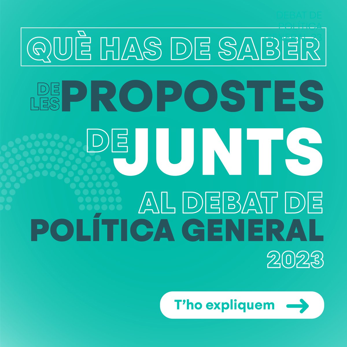 JuntsXCat's tweet photo. 🏛 Davant d’un govern dèbil, hi ha una alternativa.
💛 Liderem la unitat independentista per l'amnistia i l'autodeterminació. 
🤝 Solvència i independència. Visió de país. Sentit d’estat.

Propostes de Junts al #PDG23 (1/2) 👇🏻 https://t.co/9YMyoTiVQU