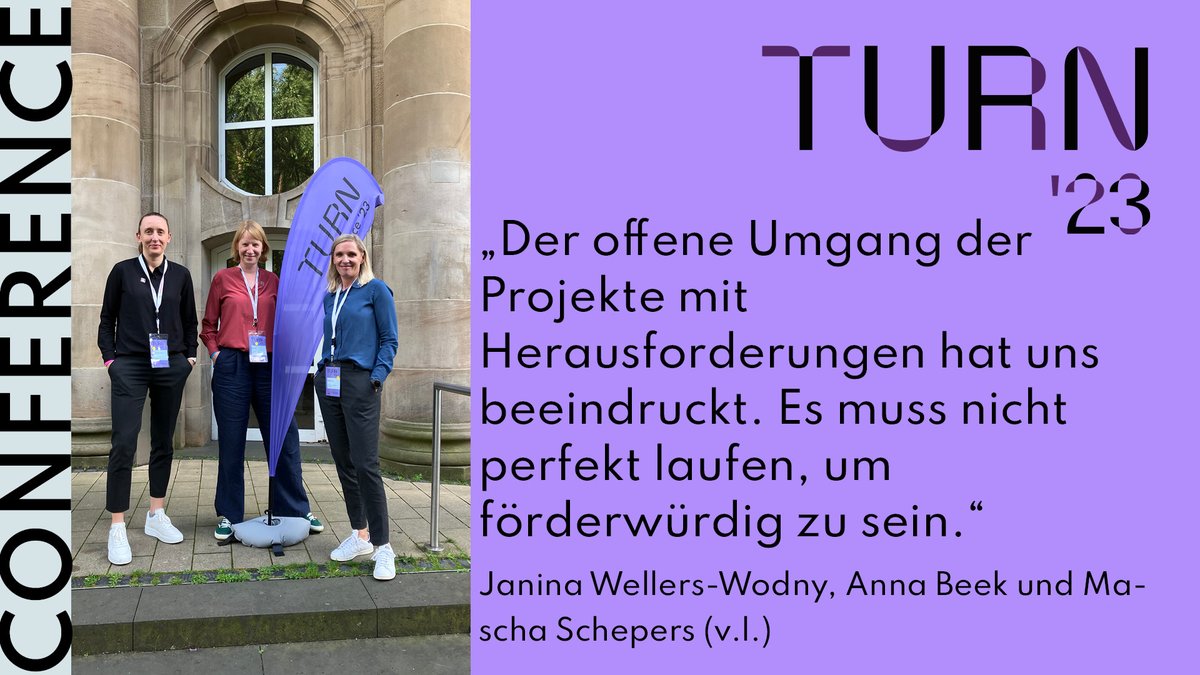 Von Zahlen und Tabellen zu Menschen und Ideen: Unsere drei Fördermittelmanagerinnen waren auf der #TURN23. In unserem Blog erzählen sie, wie sie die Konferenz erlebt haben. Mit einem Augenzwinkern.😉
stiftung-hochschullehre.de/blog/wenn-aus-…