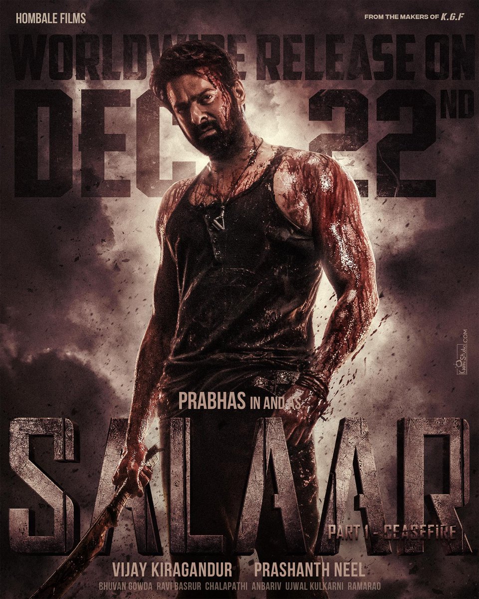 INOXMovies's tweet photo. 𝐂𝐨𝐦𝐢𝐧𝐠 𝐁𝐥𝐨𝐨𝐝𝐲 𝐒𝐨𝐨𝐧!  #SalaarCeaseFire Worldwide Release On Dec 22, 2023.  #Salaar #Prabhas #PrashanthNeel

@PrithviOfficial @shrutihaasan @hombalefilms
#VijayKiragandur @IamJagguBhai @sriyareddy
@bhuvangowda84 @RaviBasrur @shivakumarart
@vchalapathi_art @anbariv https://t.co/jDUefQ6ePt
