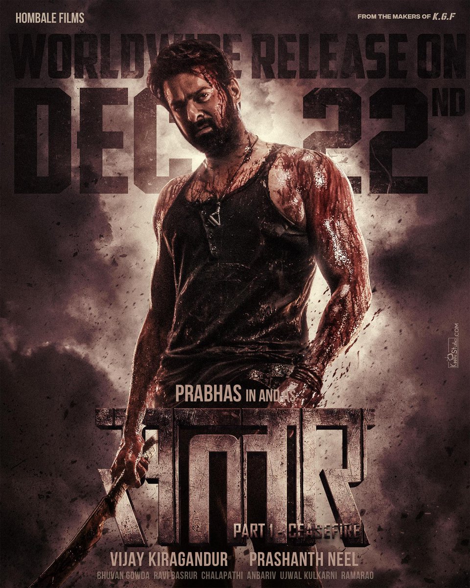 INOXMovies's tweet photo. 𝐂𝐨𝐦𝐢𝐧𝐠 𝐁𝐥𝐨𝐨𝐝𝐲 𝐒𝐨𝐨𝐧!  #SalaarCeaseFire Worldwide Release On Dec 22, 2023.  #Salaar #Prabhas #PrashanthNeel

@PrithviOfficial @shrutihaasan @hombalefilms
#VijayKiragandur @IamJagguBhai @sriyareddy
@bhuvangowda84 @RaviBasrur @shivakumarart
@vchalapathi_art @anbariv https://t.co/jDUefQ6ePt