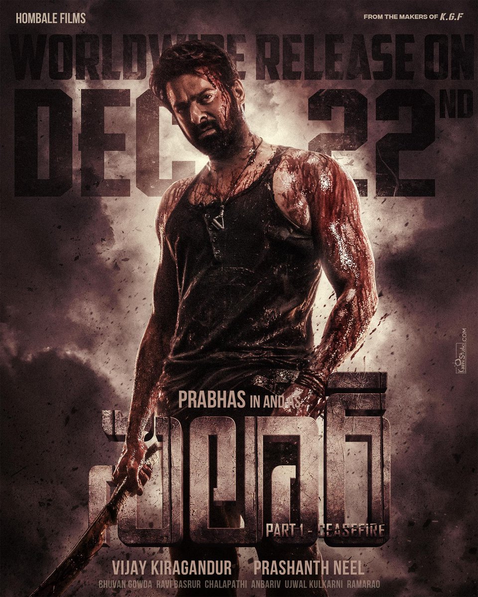 INOXMovies's tweet photo. 𝐂𝐨𝐦𝐢𝐧𝐠 𝐁𝐥𝐨𝐨𝐝𝐲 𝐒𝐨𝐨𝐧!  #SalaarCeaseFire Worldwide Release On Dec 22, 2023.  #Salaar #Prabhas #PrashanthNeel

@PrithviOfficial @shrutihaasan @hombalefilms
#VijayKiragandur @IamJagguBhai @sriyareddy
@bhuvangowda84 @RaviBasrur @shivakumarart
@vchalapathi_art @anbariv https://t.co/jDUefQ6ePt