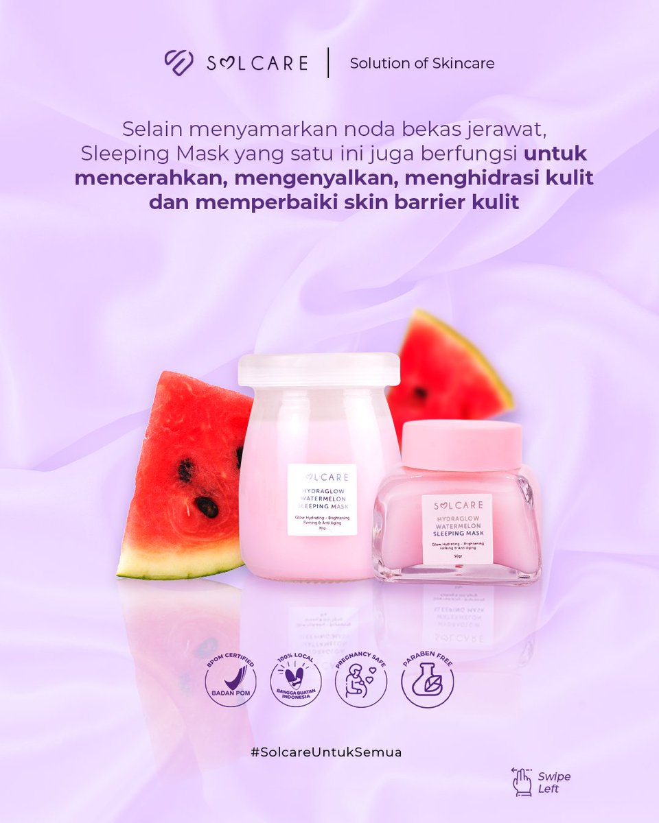 solcare_id's tweet photo. Keliatan banget kan hasilnya setelah pemakaian rutin dari Hydraglow Watermelon Sleeping Mask 🤩

Kemerahan mereda dan juga kulit jadi tampak lebih cerah! ✨

Siapa disini yang udah cobain juga hasil dari Hydraglow Watermelon Sleeping Mask? ☝🏻👀 https://t.co/KAuu2dT8n7