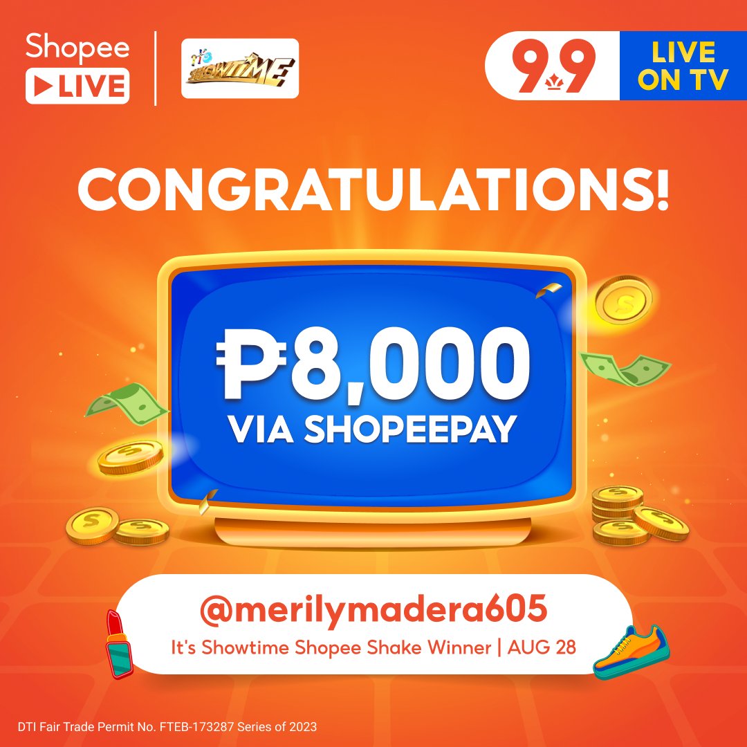 ShopeePH's tweet photo. Abot-langit ang saya nila @/mw5iypcdm8 @/vinebolon94 @/caejah @/merilymadera605 dahil panalo sila ng ₱8,000 via ShopeePay, Congratulations!

Sumali na #ShopeeShake at malay mo Bestie ikaw na ang susunod na manalo 🤩

Download the Shopee app now 👉 https://t.co/9thoKnpCQE https://t.co/SnaxftJd7u