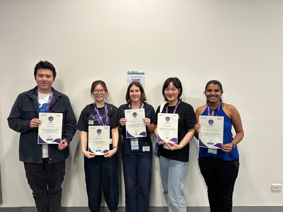 Judy Eglitis (@judyeglitis) on Twitter photo Presented posters at UQ for QAAFI's NextGen Ag Symposium. Pictured: our lab cleaning up awards. Presented posters at UQ for QAAFI's NextGen Ag Symposium. Pictured: our lab cleaning up awards.
