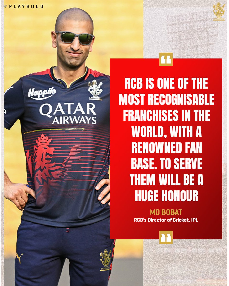 RCBTweets's tweet photo. RCB appoints Mo Bobat as the Director of Cricket for IPL. 🚨

Bobat has served England Cricket as their Performance Director since 2019, and has been a part of the ECB set up for 12 years, during which England lifted the T20I and ODI World Cups.  🏆

Bobat has also worked very closely with Andy Flower during his coaching tenure with England. 🤝

#PlayBold #ನಮ್ಮRCB