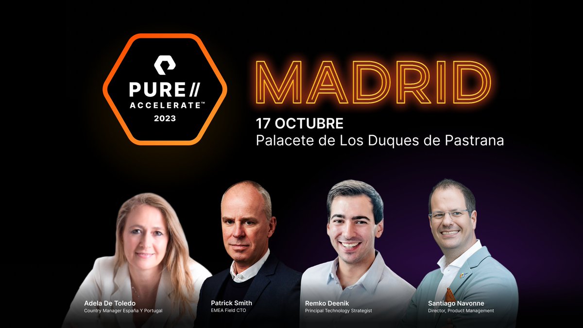 ¡Le presentamos a nuestros ponentes principales en Pure//Accelerate® 2023 Madrid! 🎉 con los que podrá conversar durante los espacios reservados para el networking a lo largo de la jornada.

👉 Regístrese ahora: bit.ly/3LumWF0

#PureAccelerate  #PureAccelerateMadrid