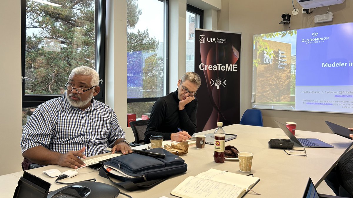 The Storymodelers (@storymodelers) on Twitter photo <a href="/jojpa/">Jose J. Padilla</a> is presenting about the work that we do for an interdisciplinary audience at <a href="/AgderUniversity/">University of Agder</a> to engage with researchers in #digitalHistories & #digitalHumanities - happy to share this space with long-term & new colleagues w/ <a href="/Faryane/">Faryaneh Poursardar</a> <a href="/ErikaFrydenlund/">Erika Frydenlund</a> <a href="/jojpa/">Jose J. Padilla</a> is presenting about the work that we do for an interdisciplinary audience at <a href="/AgderUniversity/">University of Agder</a> to engage with researchers in #digitalHistories & #digitalHumanities - happy to share this space with long-term & new colleagues w/ <a href="/Faryane/">Faryaneh Poursardar</a> <a href="/ErikaFrydenlund/">Erika Frydenlund</a>