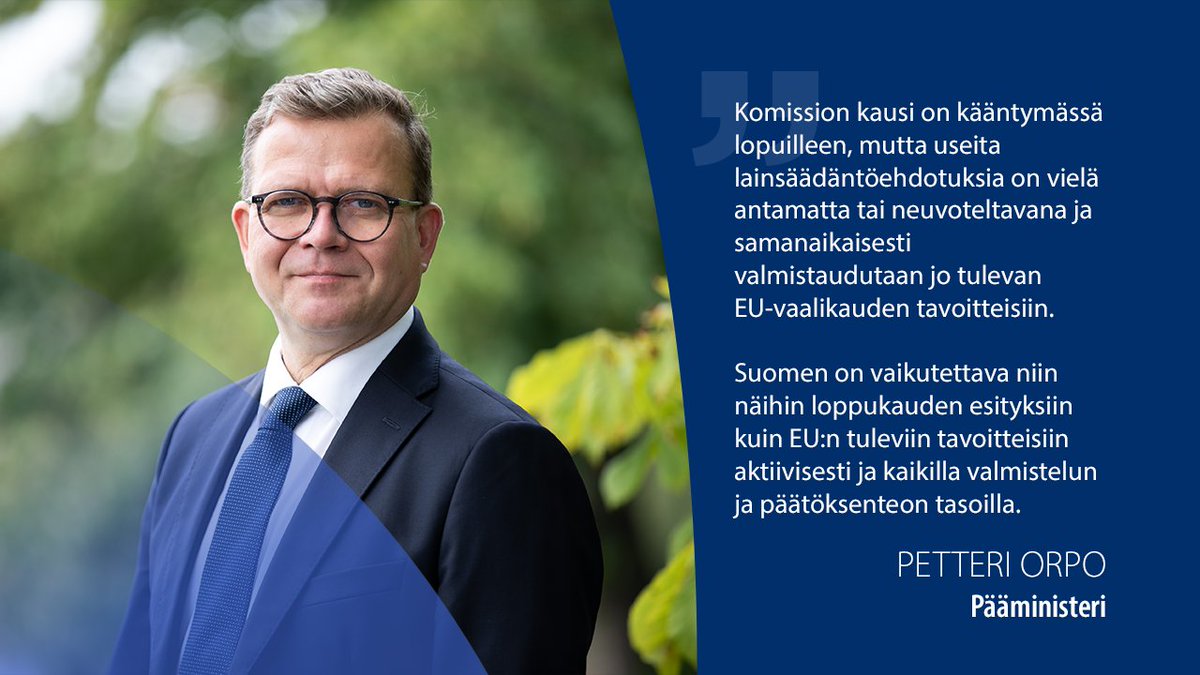 valtioneuvosto's tweet photo. Pääministeri @PetteriOrpo korostaa ennakoivan vaikuttamisen tärkeyttä EU:n päätöksenteossa.

Valtioneuvoston jäsenille lähettämässään kirjeessä pääministeri nostaa esille useita Suomelle tärkeitä EU-politiikan painopisteitä.

📩Pääministeri Orpon kirje:
https://t.co/nsgwoswdBf https://t.co/fKhGclMQsL