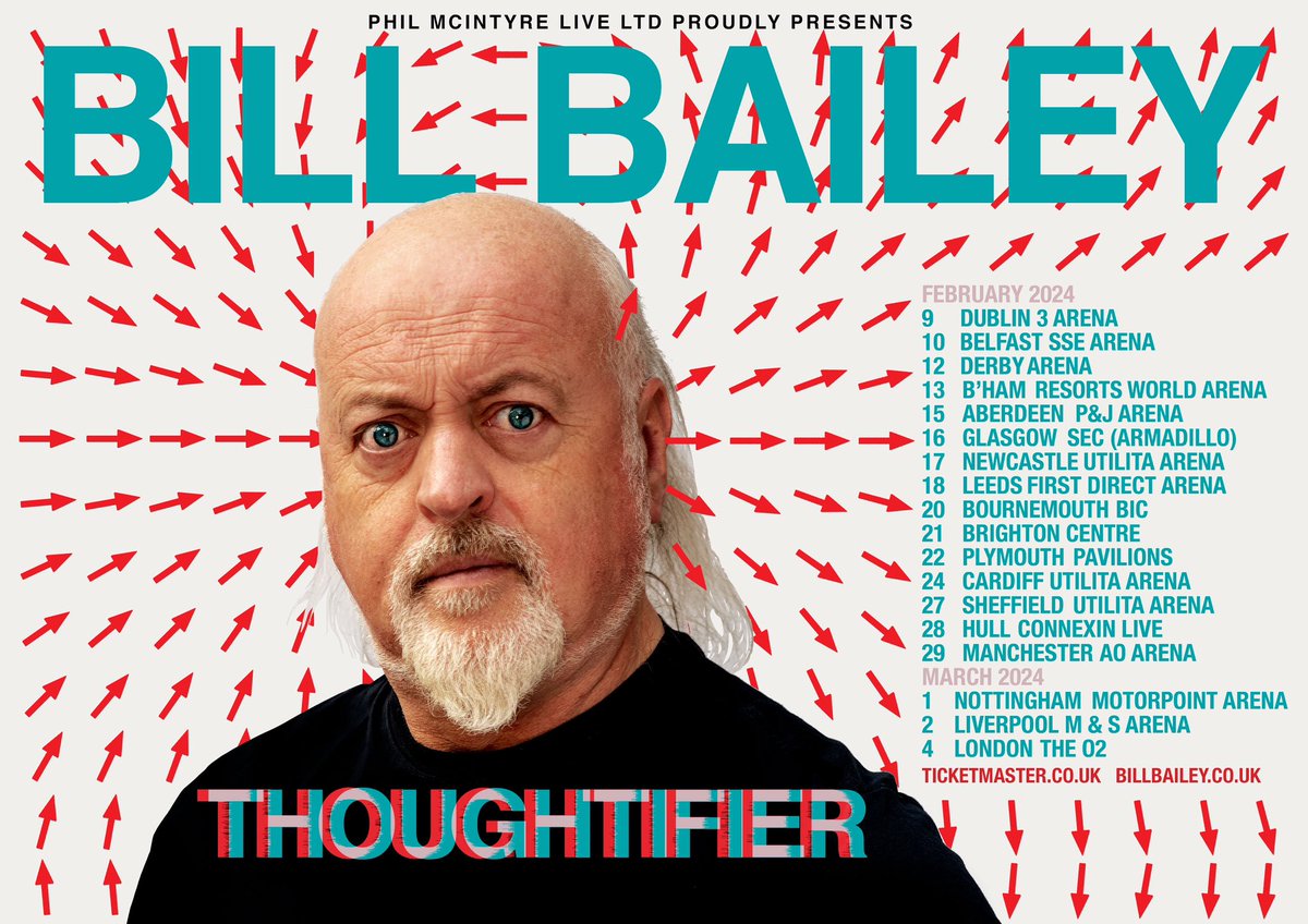 arprpublicity's tweet photo. Tickets for @BillBailey’s brand new live tour, THOUGHTIFIER, go on sale this morning 😁 #billbailey #livecomedy #comedy #tour https://t.co/ACcxt2kBTl