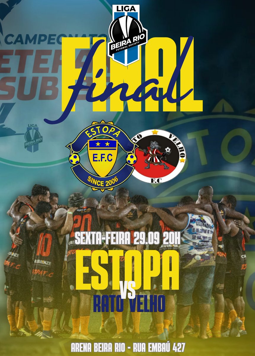 estopa_c's tweet photo. É HOJE, DIA DE FINAL! 🇺🇦
Hoje às 20h00 nossa equipe enfrenta a equipe do RATO VELHO pela FINAL DA LIGA BEIRA RIO 35+. Foram lutas, vitórias e derrotas para chegarmos até aqui, que seja feita a vontade de Deus. VAAAMOOOS!
#RUMOAOTITULO 🏆
#ESTOPAATEOFINAL 💪🏾😡 https://t.co/zEp2UHlVvx