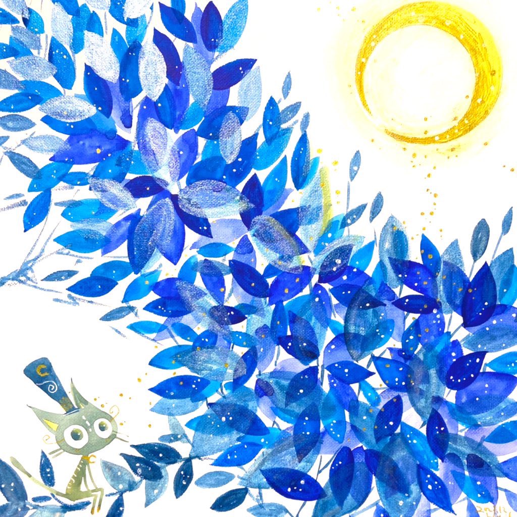 blue_nosta's tweet photo. おつきさまにゃ。
 #芸術の秋ということで作品あげてるアカウントフォローしませんか https://t.co/WXGhwNFmw7