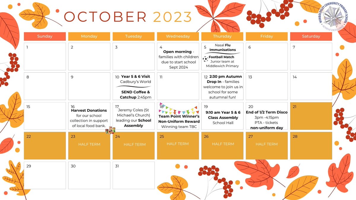 Our October calendar. #DatesForYourDiary @TeamOak1  @MissCfromHC @MrsGandMrsC @TeamHazel2020 @acorn_class