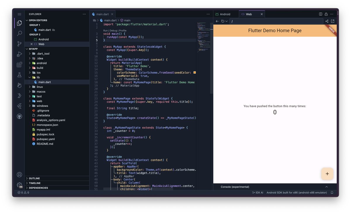 EnzoConty's tweet image. Trying out #ProjectIDX 
It&apos;s really neat.

Will follow up closely the changelog starting now :)