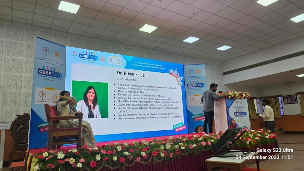 JmcMeerut's tweet photo. On September 23 &amp; 24  ,2023, 22nd National Conference of IAP  Growth, Development and Behavioral Pediatrics ,hosted a workshop intended to provide deeper understanding of Neurodevelopmental Disorders in Children at Chennai .It was attended by Our Director  Dr Priyanka Jain. https://t.co/DKudwFx3Xu