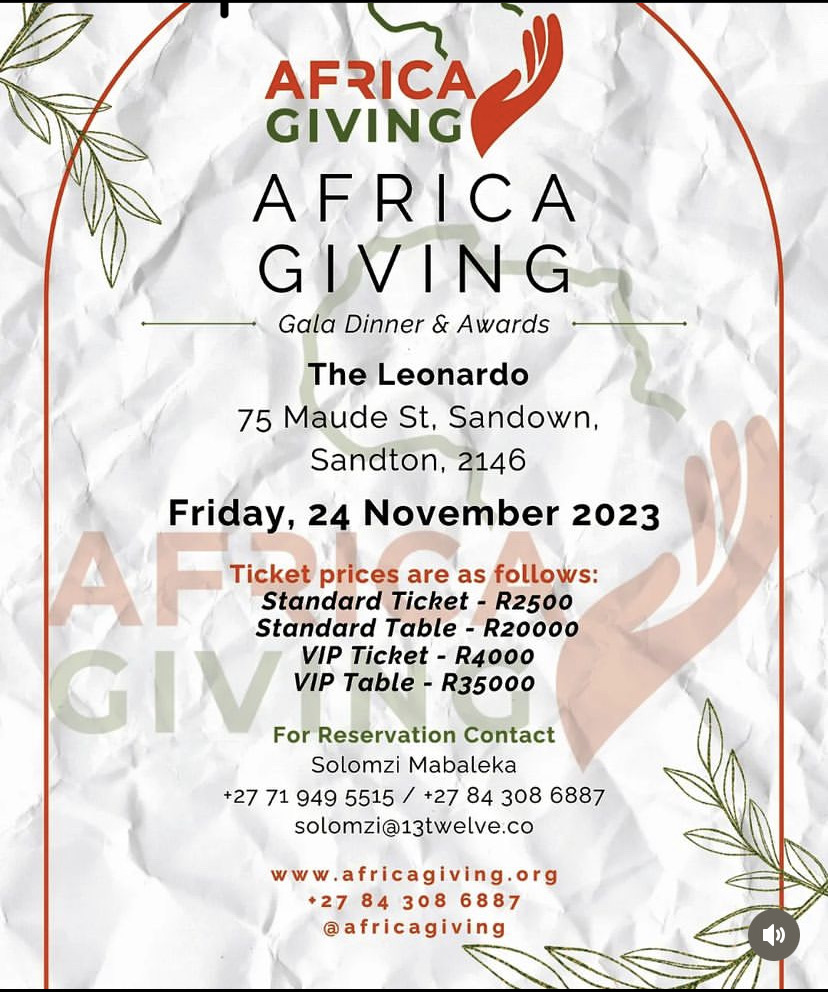 sivioinstitute's tweet photo. Save the date! 🗓️24th of November is Africa Giving Gala Awards in Johannesburg! Be a part of this evening celebrating the generosity of Africans!
#AfricaGiving #Sivioinstitute #GlobalAfricanAwards #13Twelve #africaphilanthropycommunity #partnershipworks #Giftofgenerosity https://t.co/lqkuRtbcNJ