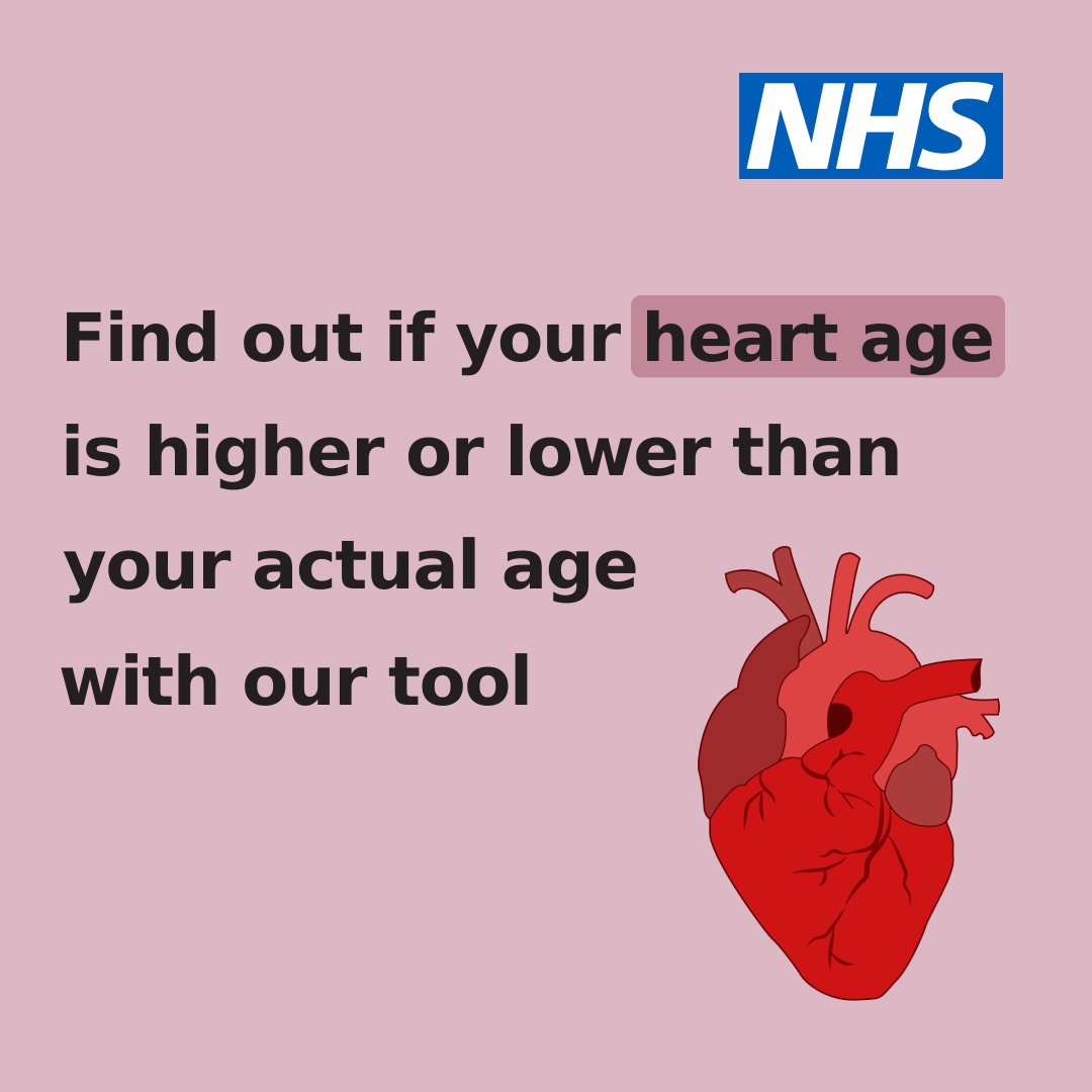 It's #WorldHeartDay. Your heart age gives you an idea of how healthy your heart is. If your heart age is older than your actual age, you could be at increased risk of having a heart attack or stroke. Check your heart age here ➡️ nhs.uk/health-assessm…