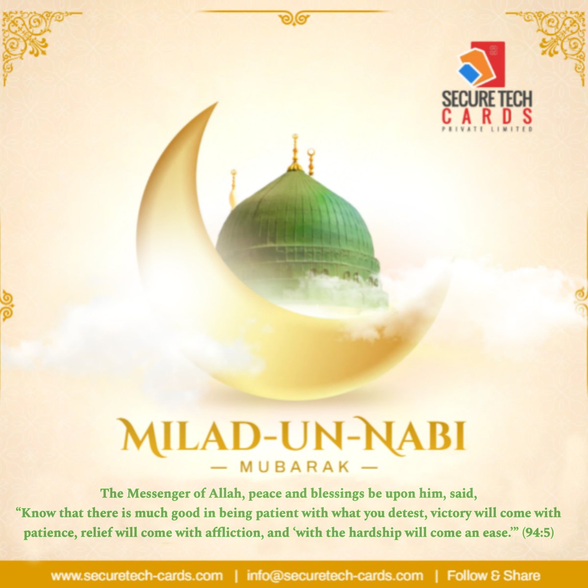 Securetechcards's tweet photo. Wishing you a joyous Eid Milad-Un-Nabi filled with love, peace, and blessings. May you find strength in the Prophet's teachings to navigate life's journey.
#eidmiladunnabi #miladunnabi #islam #madina #12rabiulawal #securetech #securetehconsultancy https://t.co/1m1DCXnOct