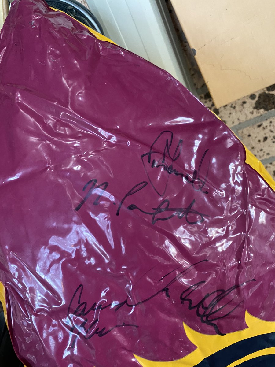 Kerbox9's tweet photo. Glory years for the Broncos! Signed blowup football from Broncos greatest ever fullback Nick Parfitt. Reece might come close one day! https://t.co/GyBvRispkQ