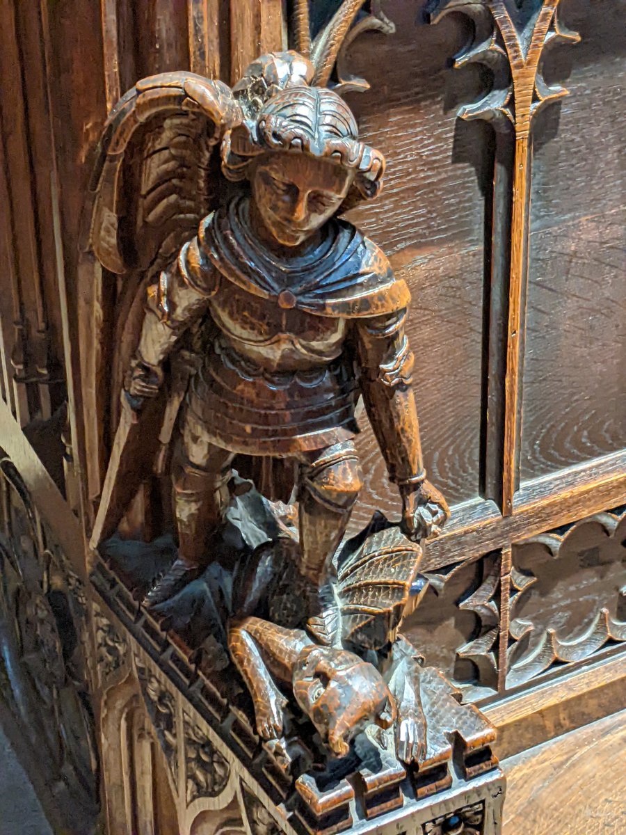 For Michaelmas - St Michael being St Michael, in the choir at Chester cathedral 
#SeptemberSaints
