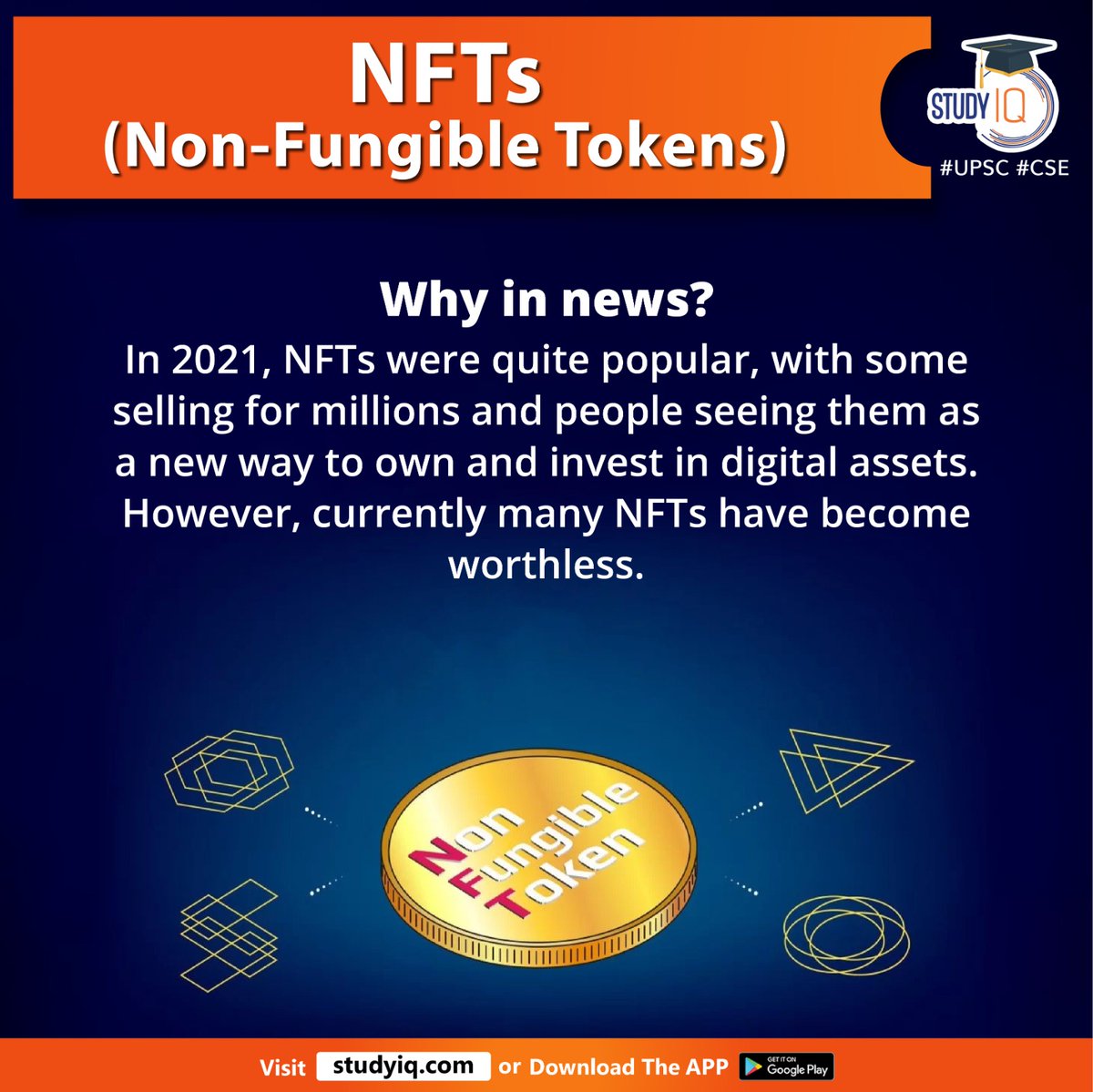 upsciq's tweet photo. NFTs (Non-Fungible Tokens)
#nft #nonfungibletokens #digitalassets #whyinnews #blockchain #digitalasset #originalimage #video #audio #digitalwork #upsc #cse #ips #ias #specificinformation https://t.co/Ccl9EUlJyS