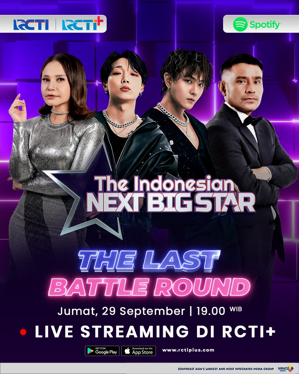 TINBSOfficial's tweet photo. Malam ini The Last Battle Round The Indonesian Next Big Star 

Mulai 19.00 WIB hanya di RCTI+
🔗 https://t.co/bxeVuYd99y 

#theindonesiannextbigstar #TINBS2023 #TINBSTheLastBattleRound #SpotifydiTINBS https://t.co/iIJxDA7rRk