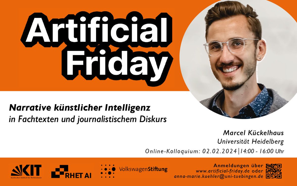 ai_rhet's tweet photo. Trefft die Vortragenden des #ArtificialFriday im WS 23/24
Den Termin am 02.02.2024 leitet Marcel Kückelhaus (@MarcelPoussin) ein mit einer Übersicht, welche #Narrative der Darstellung von #KI in verschiedenen Diskursen zugrunde liegen
#FrameIntell @UniHeidelberg https://t.co/vtc5z9uIoM