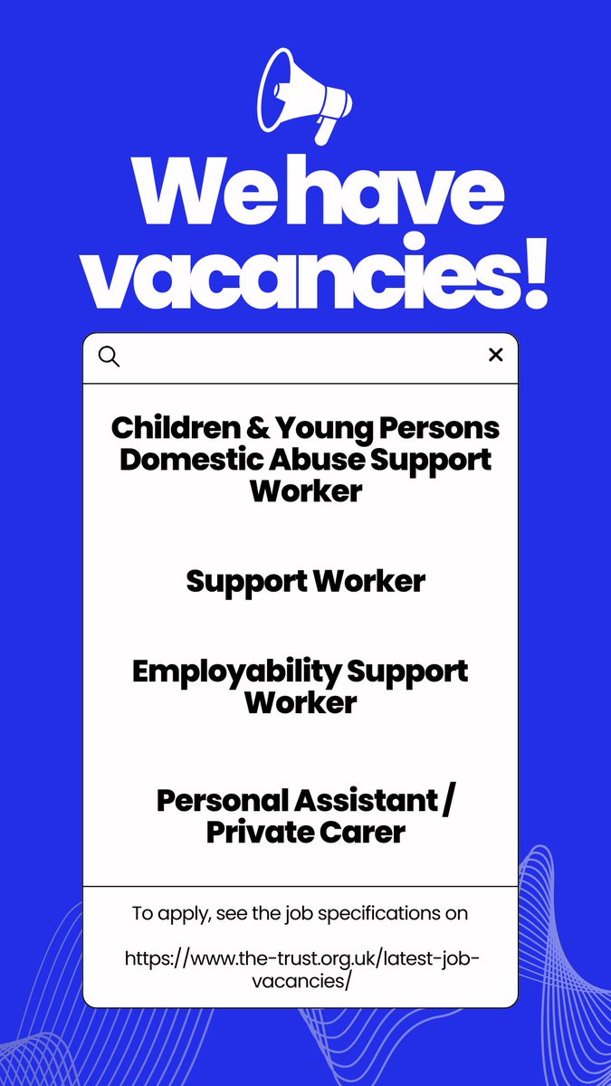 We are advertising vacancies on our site at the-trust.org.uk/latest-job-vac… If you need employability Support, why not register with the trust? Call us on 01475 553343 or email appointments@the-trust.org.uk