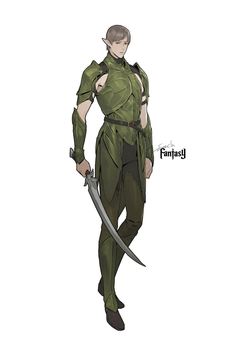 1boy weapon male focus armor pointy ears sword elf  illustration images
