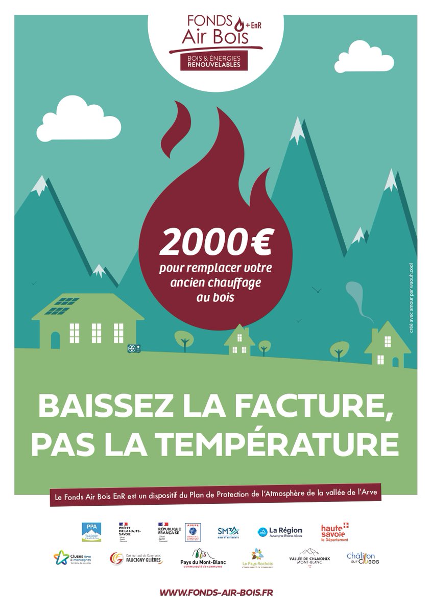 ccfg74's tweet image. #environnement #aidefinanciere 
Fonds air bois EnR = 2 000€➡️particuliers vallée de l’Arve pour moderniser le système de chauffage au #bois (cheminée ouverte ou appareil &amp;lt;2005) en le remplaçant par un système de chauffage performant.
fonds-air-bois.fr ou 04 50 25 24 91