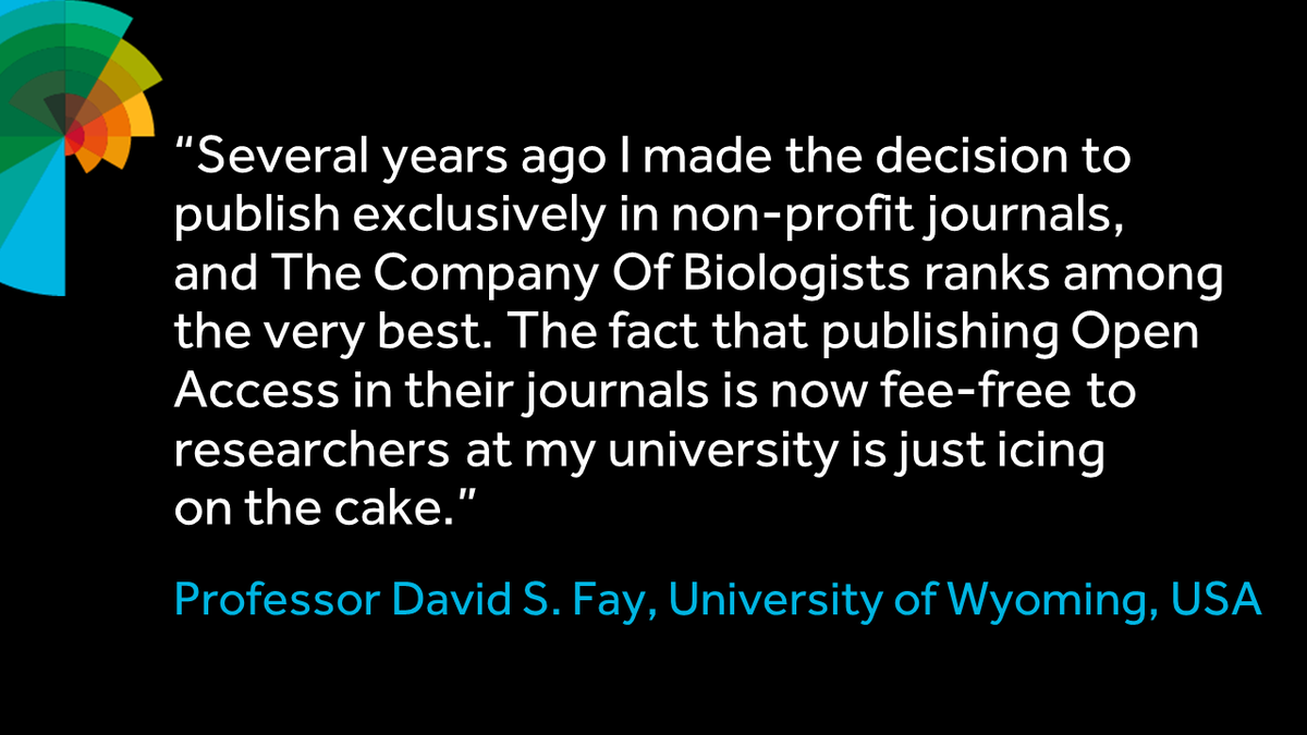 Thank you to David S. Fay @wyomingwormboy for sharing his experience of fee-free #OA publishing in <a href="/BiologyOpen/">Biology Open</a> via our #ReadAndPublish agreement with <a href="/UWyonews/">UWyo News</a> 

Read David's paper: bit.ly/3t7O7iF

See if your institution is also participating: bit.ly/3O7BxGi